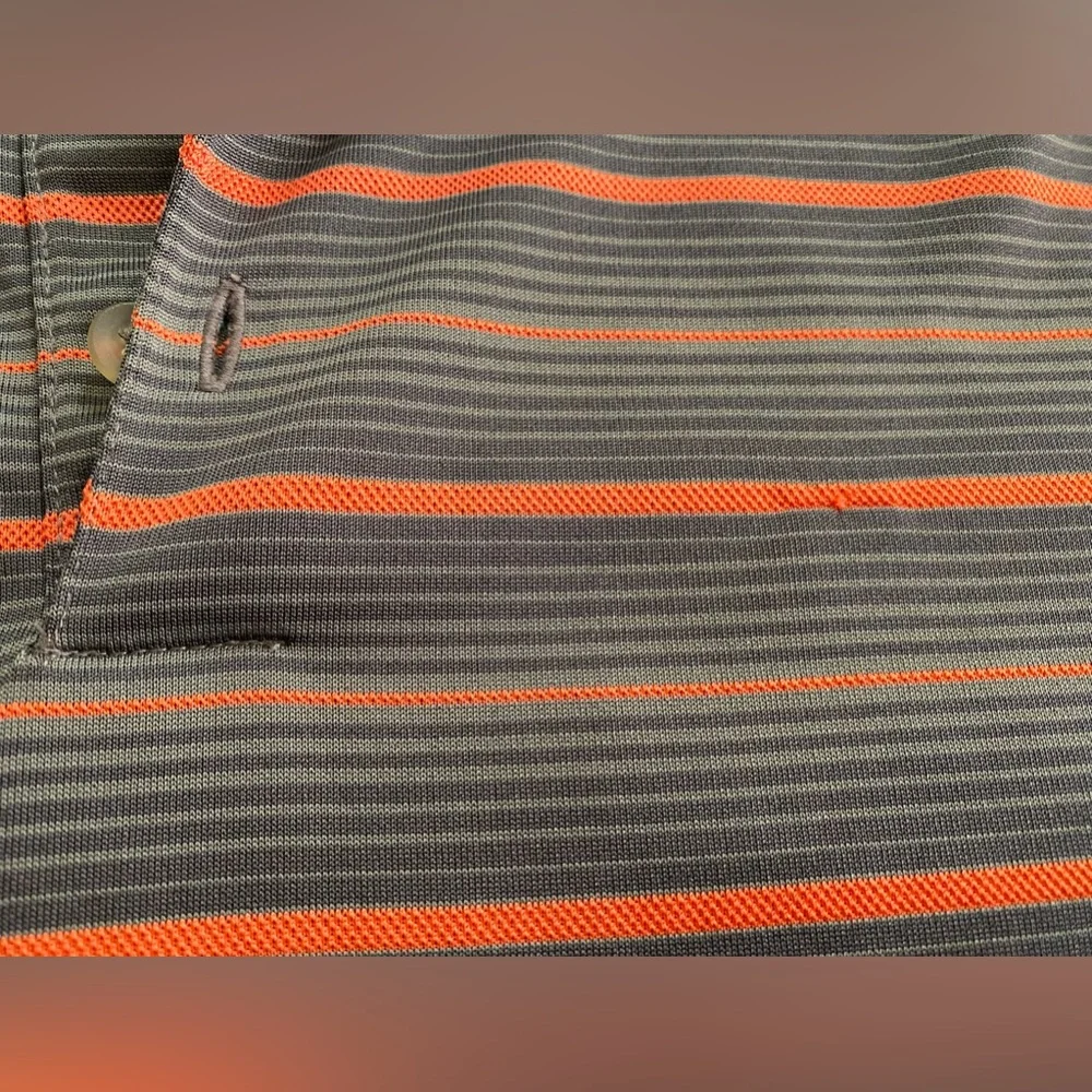 Nike golf polo shirt Gray orange Stripes Dry-fit short sleeve men's S